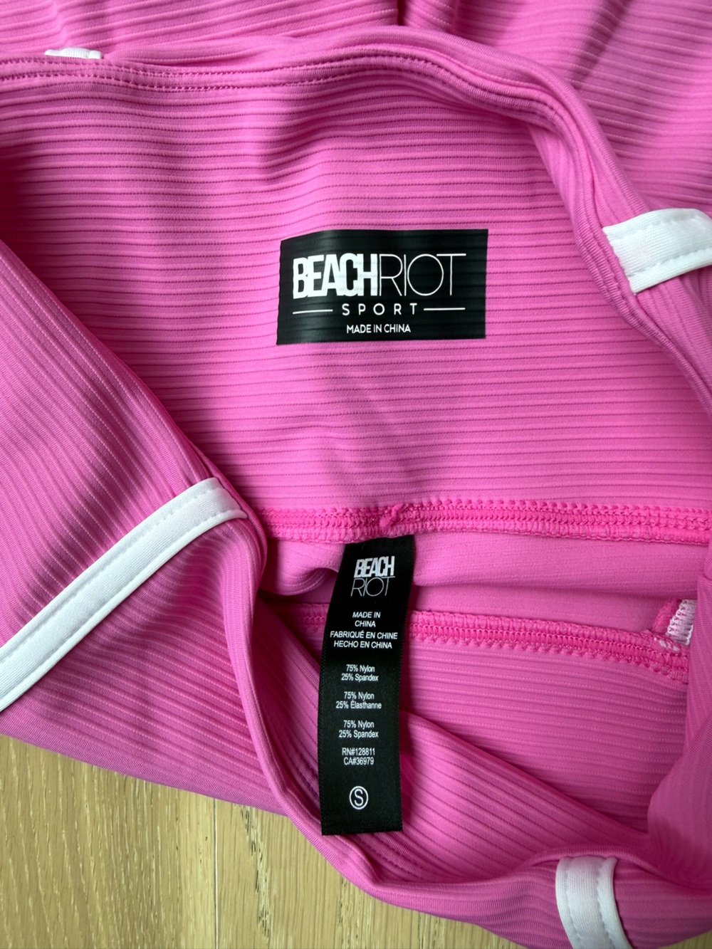 Beach Riot Pink Ribbed Sport Set with White Trim - Picture 5 of 6